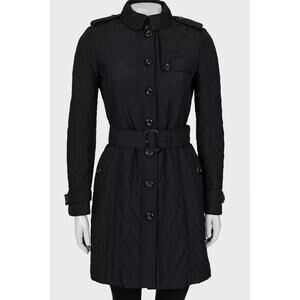 Burberry Black Quilted Belted Coat - Size XS (IT38)